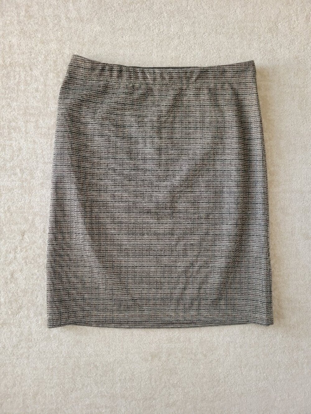 Max Studio Plaid Pencil Skirt Med Brown Houndstooth Pull On Comfort Knit Office